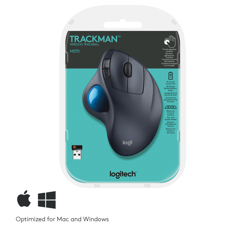 Logitech TRACKMAN Wireless Trackball M570 souris Droitier RF sans fil Laser