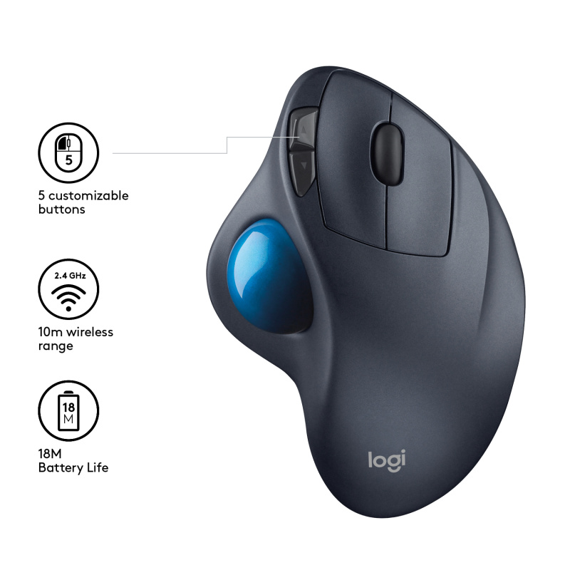 Logitech TRACKMAN Wireless Trackball M570 souris Droitier RF sans fil Laser