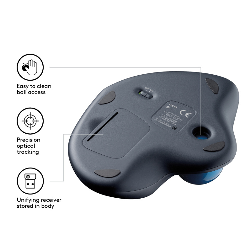 Logitech TRACKMAN Wireless Trackball M570 souris Droitier RF sans fil Laser