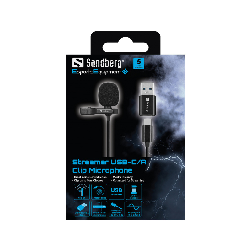 Sandberg Streamer USB Clip Microphone