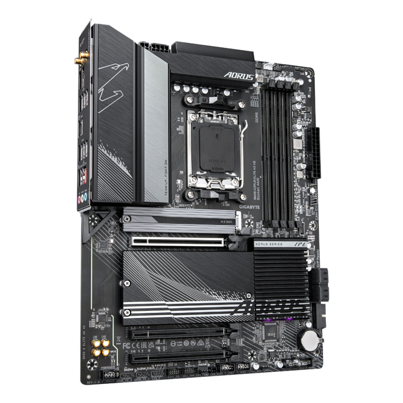 GIGABYTE B650 AORUS ELITE AX V2 Carte mère - AMD Ryzen série 9000, VRM 12+2+2 phases, jusqu'à 8000 MHz DDR5 (OC), 1xPCIe 5.0 + 2xPCIe 4.0 M.2, LAN 2,5 GbE, WIFI 6E, USB 3.2 Gen 2