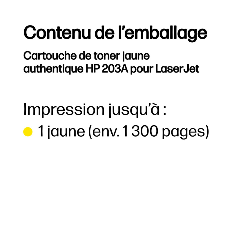 HP Cartouche de toner jaune authentique 203A pour LaserJet