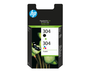 HP Pack de 2 cartouches authentiques d'encre noire/trois couleurs 304