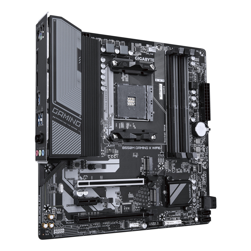 GIGABYTE B550M GAMING X WIFI6 Carte mère - Processeurs AMD Ryzen 5000, VRM 5+3 phases, jusqu'à 3200 MHz DDR4, 1x M.2 PCIe 4.0 + 1x M.2 PCIe 3.0, Wi-Fi 6, LAN 1 GbE, USB 3.2 Gen 1