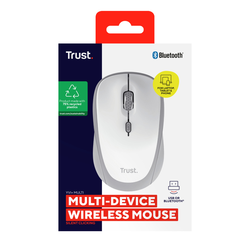 Trust Yvi+ souris Universel Ambidextre RF sans fil + Bluetooth Optique 1600 DPI
