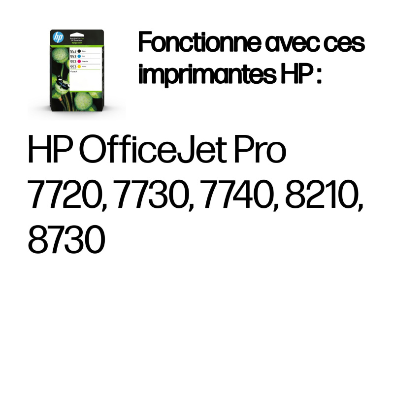 HP 953 Pack de 4 cartouches d'encre Noir/Cyan/Magenta/Jaune authentiques