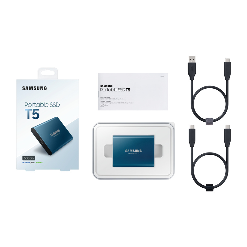 Samsung T5 500 Go USB Type-A 3.2 Gen 2 (3.1 Gen 2) Bleu