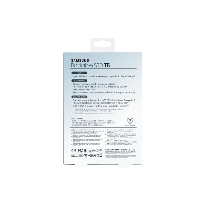 Samsung T5 500 Go USB Type-A 3.2 Gen 2 (3.1 Gen 2) Bleu