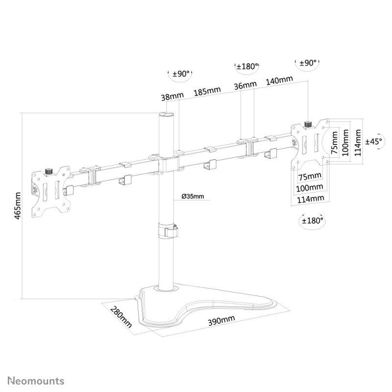 Neomounts FPMA-D550DDBLACK Support d'écran à poser 10-32"