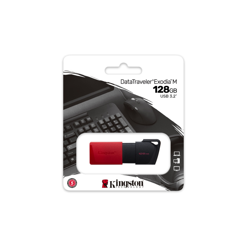 Kingston Technology DataTraveler 128GB USB3.2 Gen1 Exodia M (Noir + Rouge)