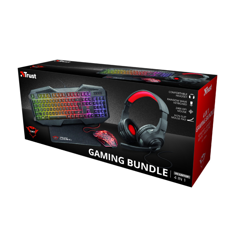 Trust GXT 1180RW clavier Souris incluse Gaming USB Français Noir