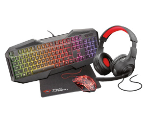 Trust GXT 1180RW clavier Souris incluse Gaming USB Français Noir