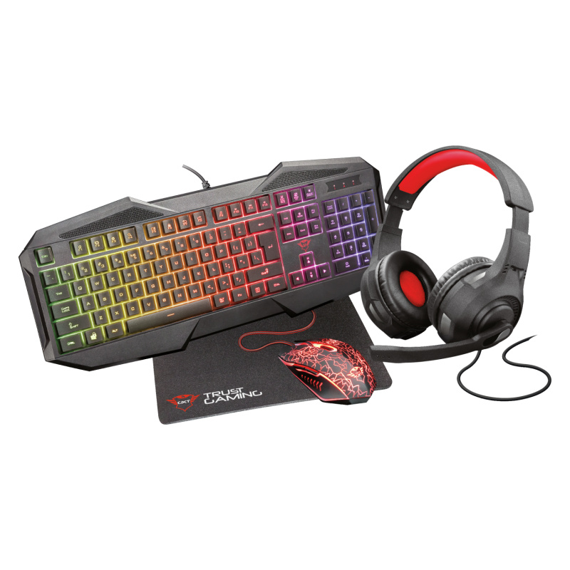 Trust GXT 1180RW clavier Souris incluse Gaming USB Français Noir