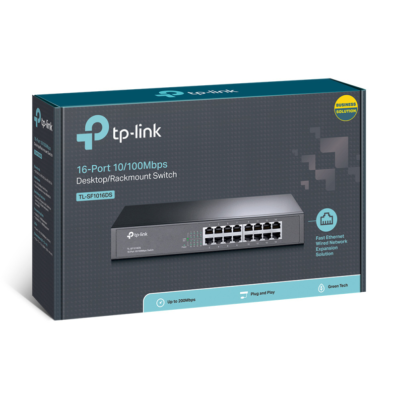 TP-Link TL-SF1016DS commutateur réseau Non-géré Fast Ethernet (10/100) 1U Noir