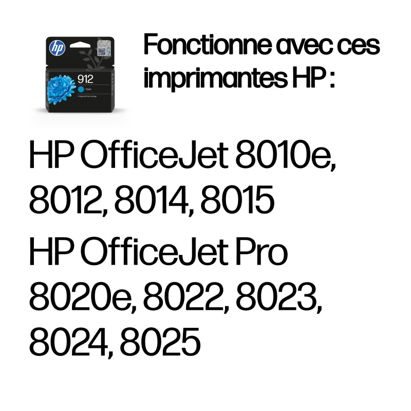 HP 912 Cartouche d'encre cyan authentique