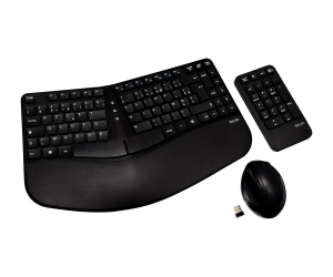 V7 Ensemble pavé numérique, souris et clavier sans fil ergonomiques