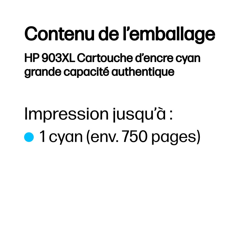 HP 903XL Cartouche d’encre cyan grande capacité authentique
