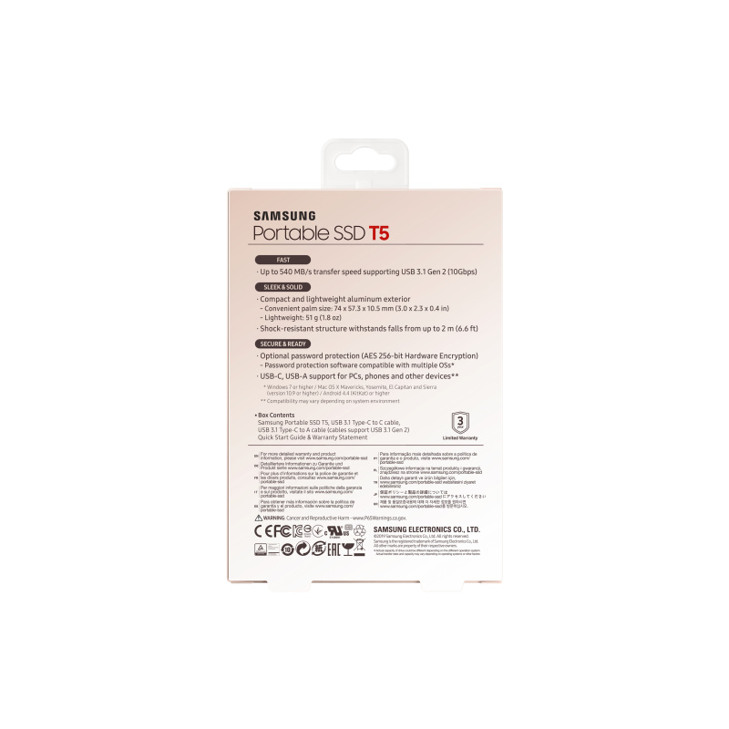 Samsung T5 500 Go USB Type-C 3.2 Gen 2 (3.1 Gen 2) Rouge