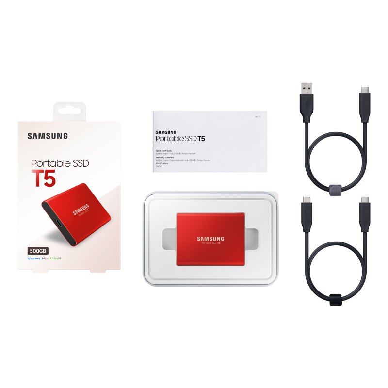 Samsung T5 500 Go USB Type-C 3.2 Gen 2 (3.1 Gen 2) Rouge