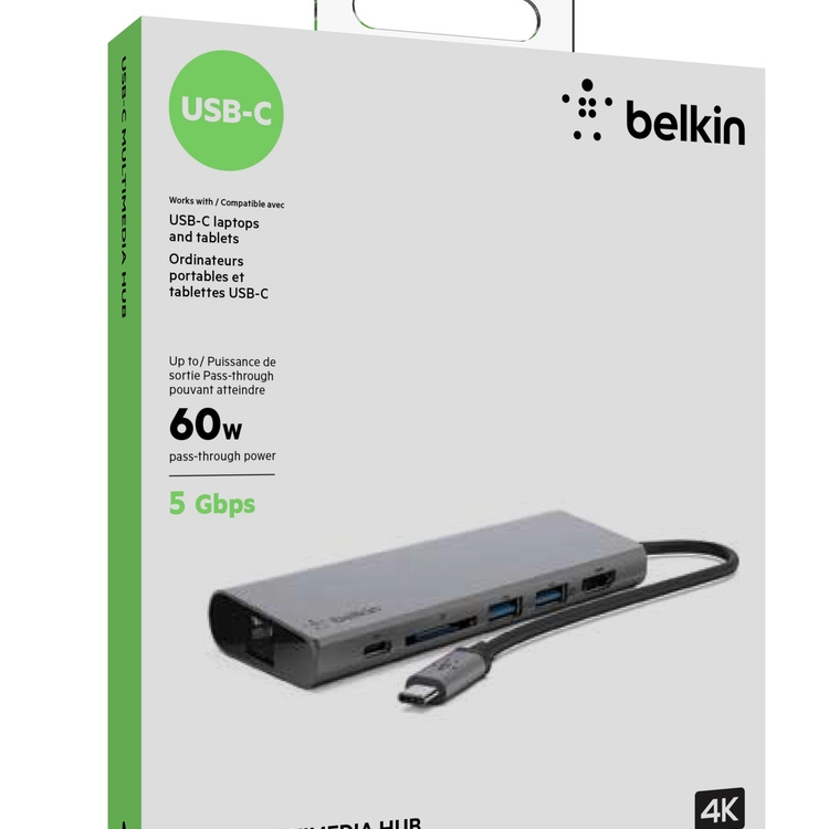 Belkin F4U092BTSGY station d'accueil USB 3.2 Gen 1 (3.1 Gen 1) Type-C Gris