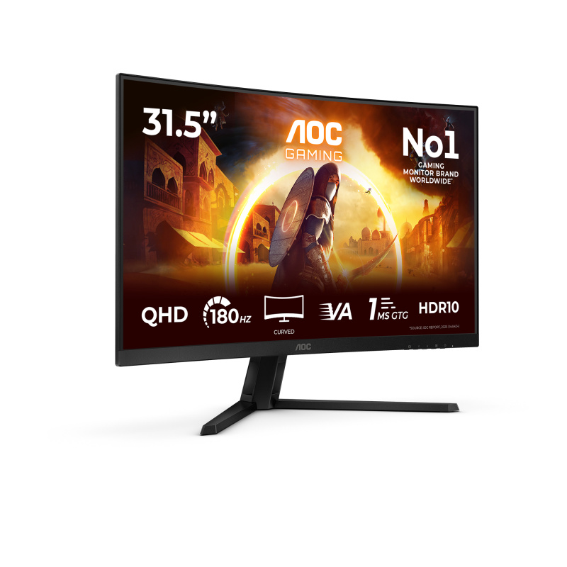 AOC G4 CQ32G4VE écran plat de PC 80 cm (31.5") 2560 x 1440 pixels Quad HD LCD Noir, Gris