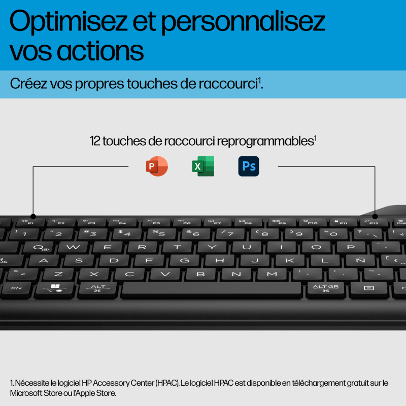 HP INC. clavier Universel RF sans fil + Bluetooth Noir