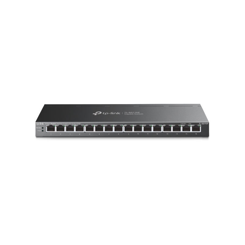 TP-Link TL-SG116P commutateur réseau Non-géré Gigabit Ethernet (10/100/1000) Connexion Ethernet, supportant l'alimentation via ce port (PoE) Noir