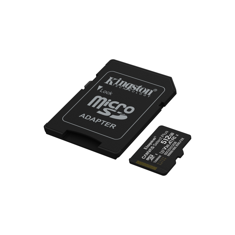 Kingston Technology 512GB microSDXC Canvas Select Plus Gen3 150MB/s A1 (Adaptateur SD inclus)