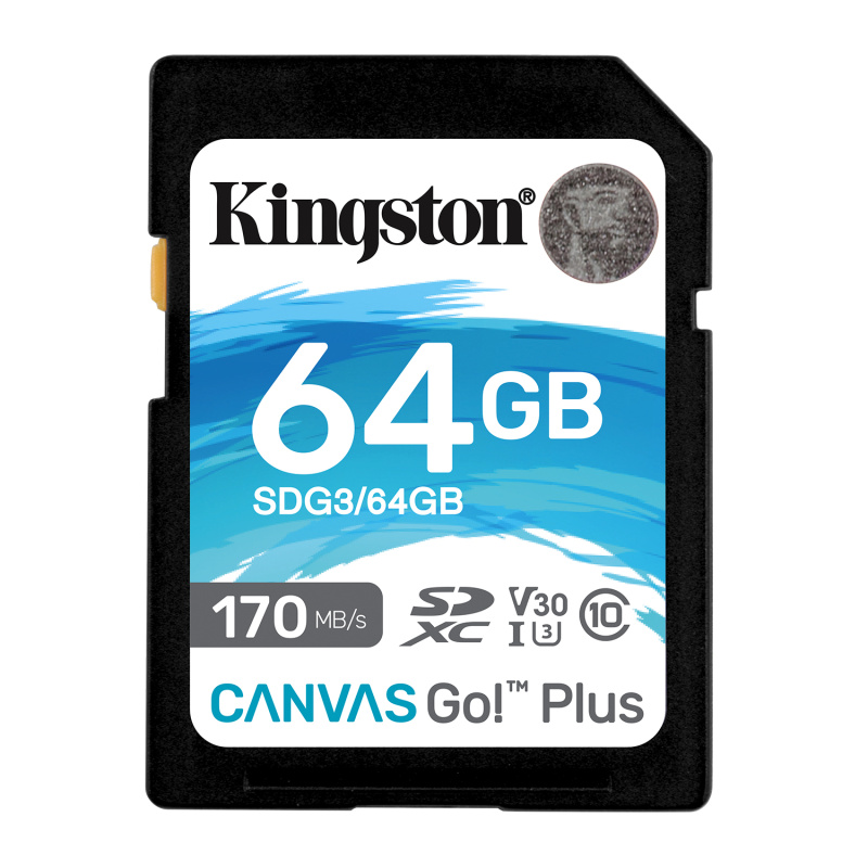 Kingston Technology Carte SDXC Canvas Go Plus 170R C10 UHS-I U3 V30 de 64 Go