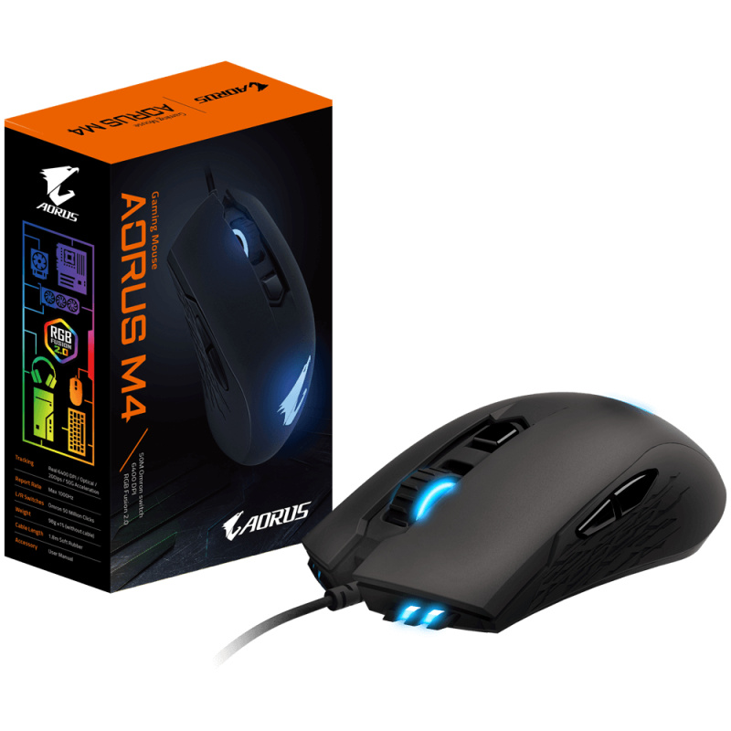 Gigabyte AORUS M4 souris Jouer Ambidextre USB Type-A Optique 6400 DPI