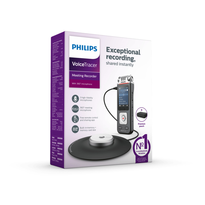 Philips Voice Tracer DVT8110/00 dictaphone Carte flash Anthracite, Chrome