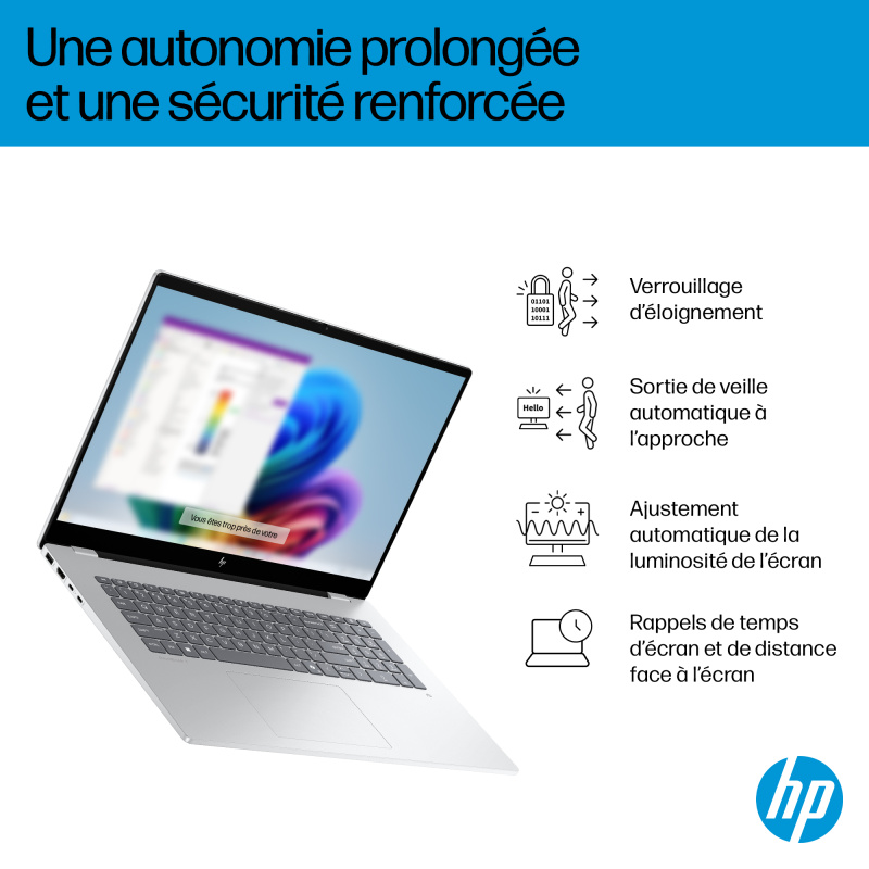HP OmniBook 7 Next Gen AI 17-dc0005nf Copilot+ PC Intel Core Ultra 5 226V Ordinateur portable 43,9 cm (17.3") Écran tactile Full HD 16 Go LPDDR5x-SDRAM 512 Go SSD Wi-Fi 7 (802.11be) Windows 11 Home Argent