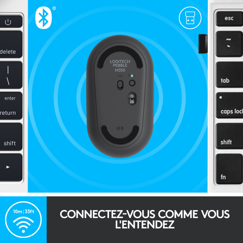 Logitech Souris sans fil Pebble M350