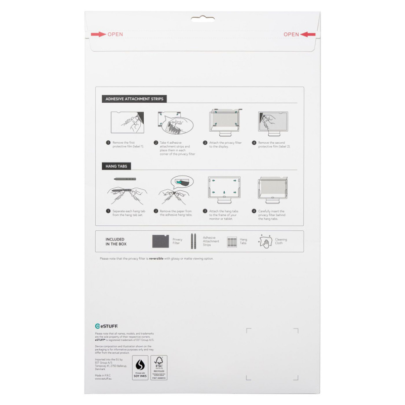 eSTUFF GLBB24536303 filtre anti-reflets pour écran et filtre de confidentialité 61 cm (24") Moniteur Filtre de confidentialité sans bords pour ordinateur