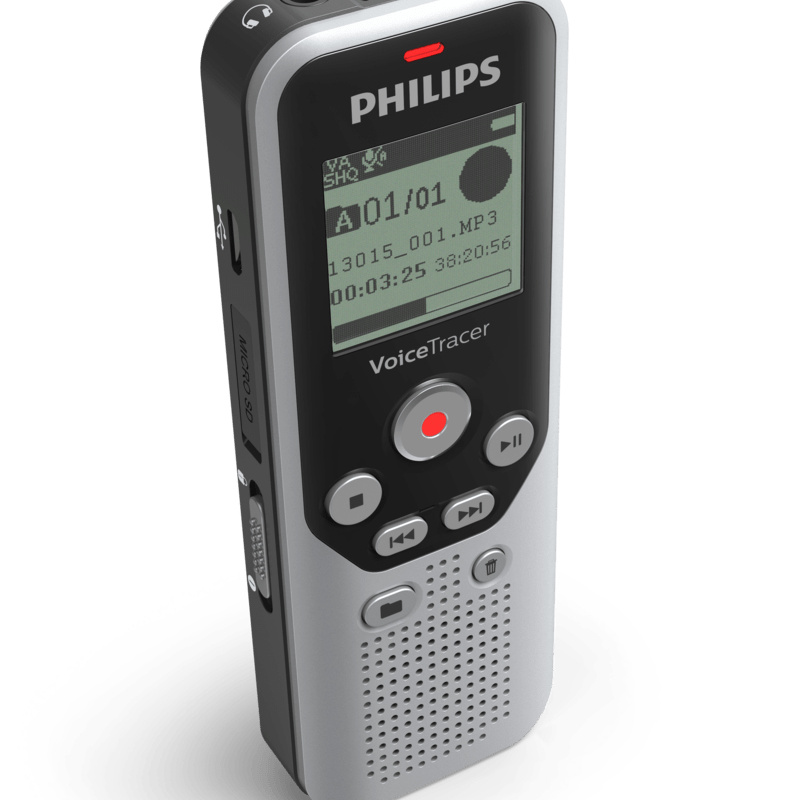 Philips DVT1250 dictaphone Mémoire interne + carte mémoire Noir, Gris