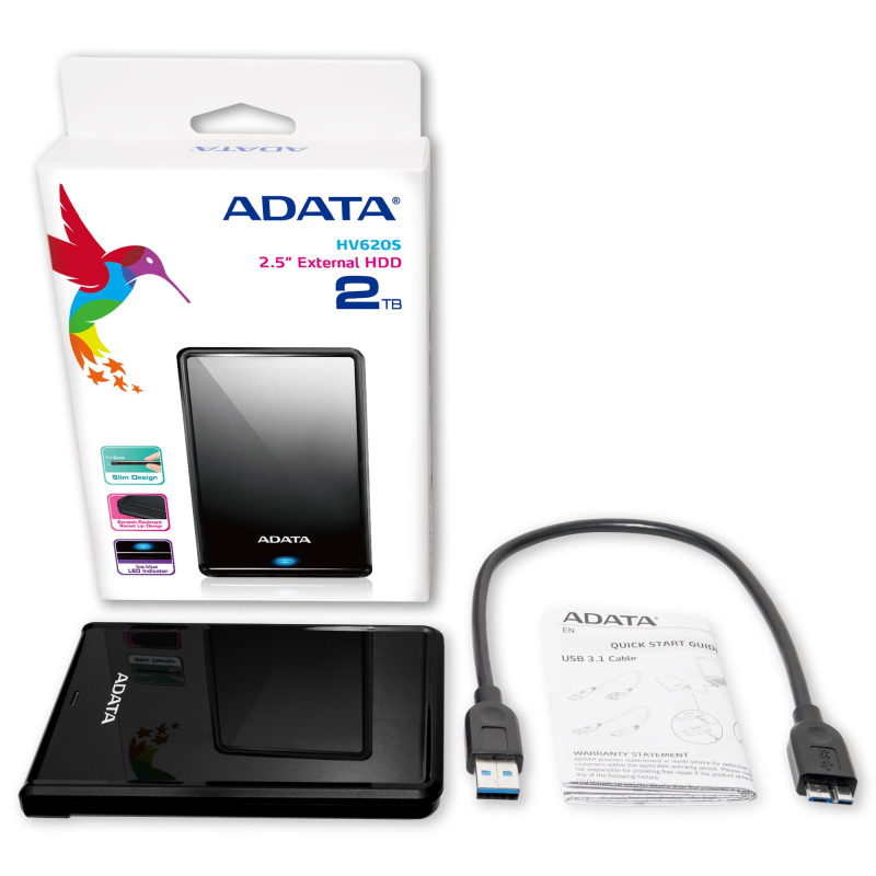 ADATA HV620S disque dur externe 4 To 2.5" Micro-USB B 2.0/3.2 Gen 1 (3.1 Gen 1) Noir