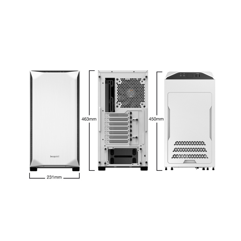be quiet! Pure Base 500 blanc | Boîtier PC vitré, Mini ATX / Micro ATX / ATX, 2 ventilateurs Pure Wings 2 140 mm
