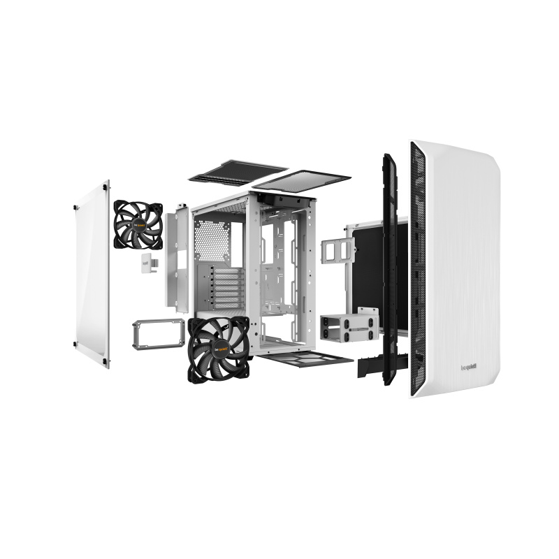 be quiet! Pure Base 500 blanc | Boîtier PC vitré, Mini ATX / Micro ATX / ATX, 2 ventilateurs Pure Wings 2 140 mm