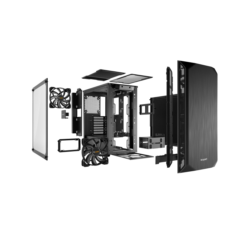 be quiet! Pure Base 500 noir | Boîtier PC vitré, Mini ATX / Micro ATX / ATX, 2 ventilateurs Pure Wings 2 140 mm