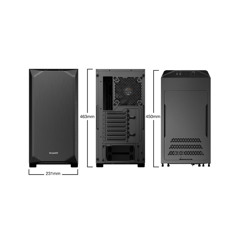 be quiet! Pure Base 500 noir | Boîtier PC vitré, Mini ATX / Micro ATX / ATX, 2 ventilateurs Pure Wings 2 140 mm