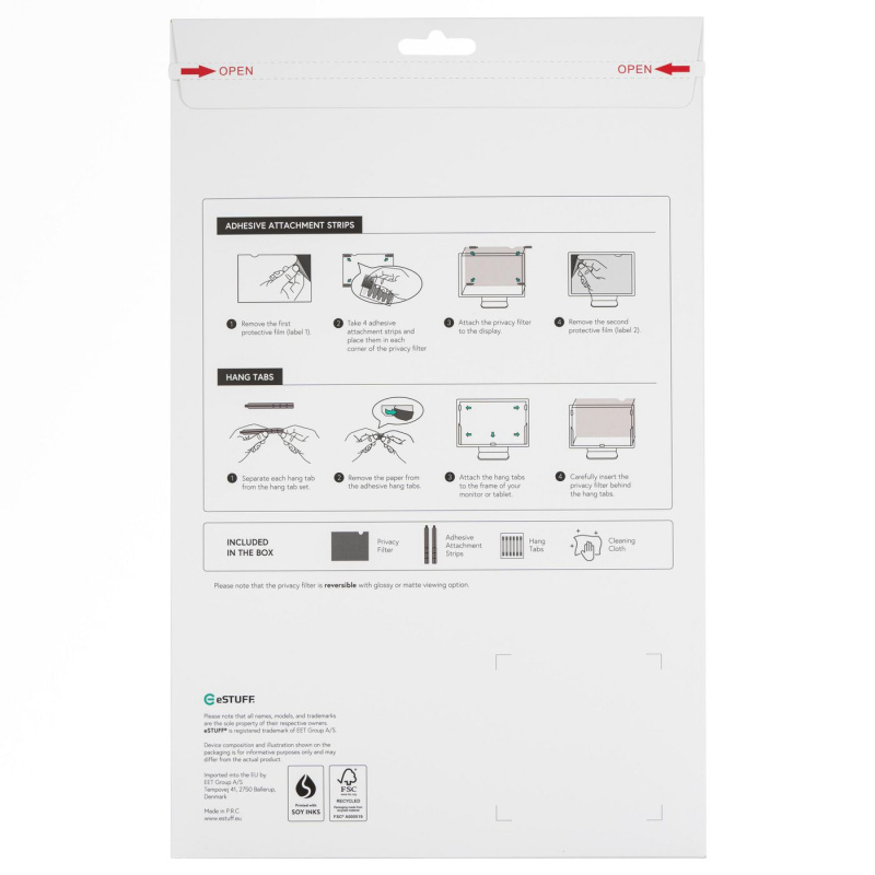 eSTUFF GLBB13287180 filtre anti-reflets pour écran et filtre de confidentialité 33,8 cm (13.3") Ordinateur portable Filtre de confidentialité sans bords pour ordinateur