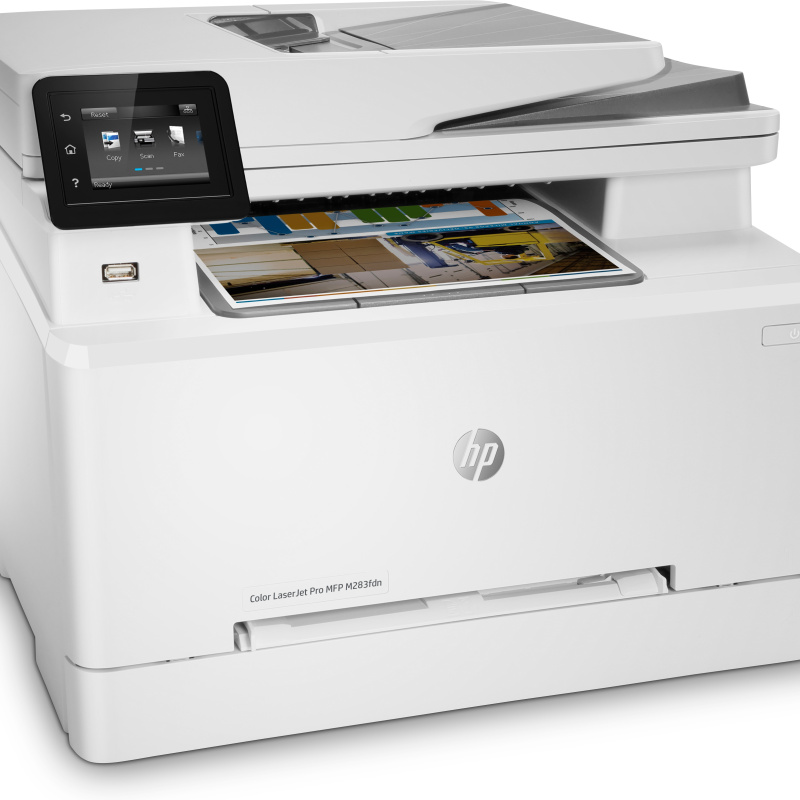 HP Color LaserJet Pro Imprimante multifonction M283fdn, Couleur, Imprimante pour Impression, copie, scan, fax, Impression USB en façade; Numérisation vers e-mail; Impression recto-verso; Chargeur automatique de documents déroulé de 50 feuilles