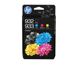 HP 932 Pack de 4 cartouches d'encre noire/ 933 Pack de 4 cartouches d'encre cyan/magenta/jaune authentiques