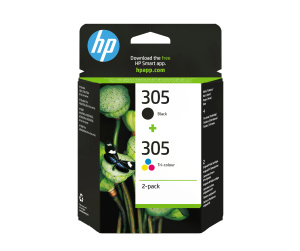 HP Pack de 2 cartouches d'encre authentiques 305 3 couleurs / noir