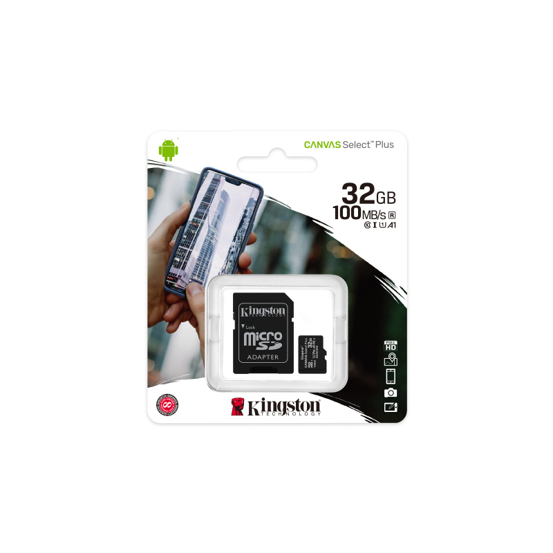 Kingston Technology Carte micSDHC Canvas Select Plus 100R A1 C10 de 32 Go + ADP