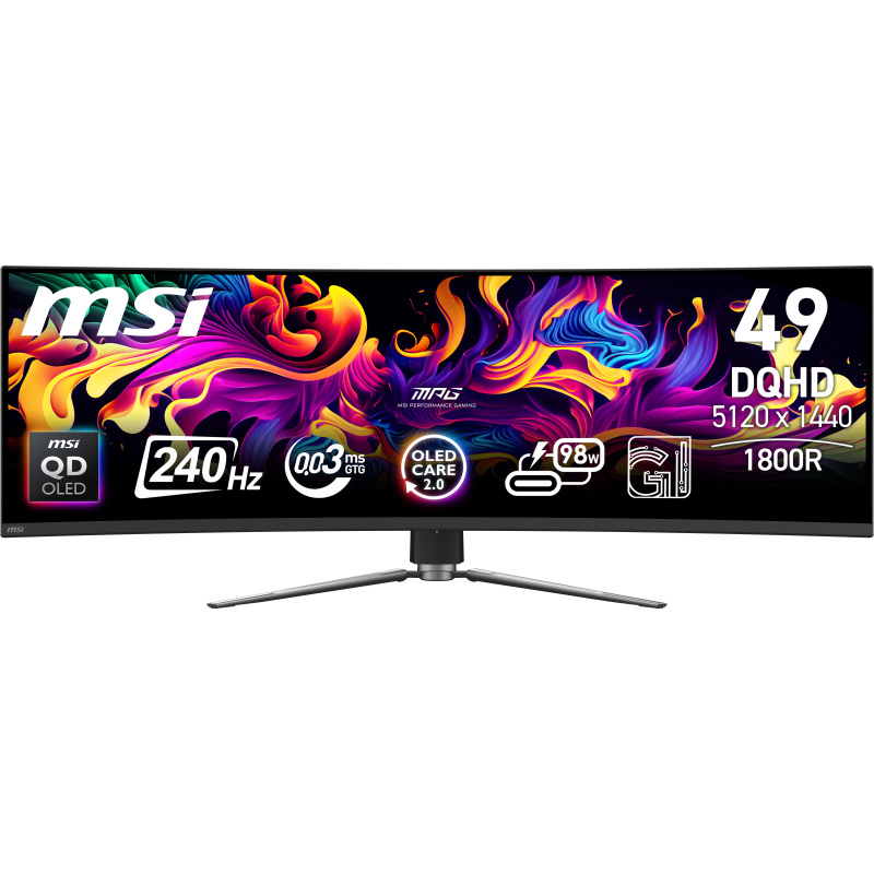 MSI MPG 491CQPX QD-OLED écran plat de PC 124,5 cm (49") 5120 x 1440 pixels Dual QHD Noir