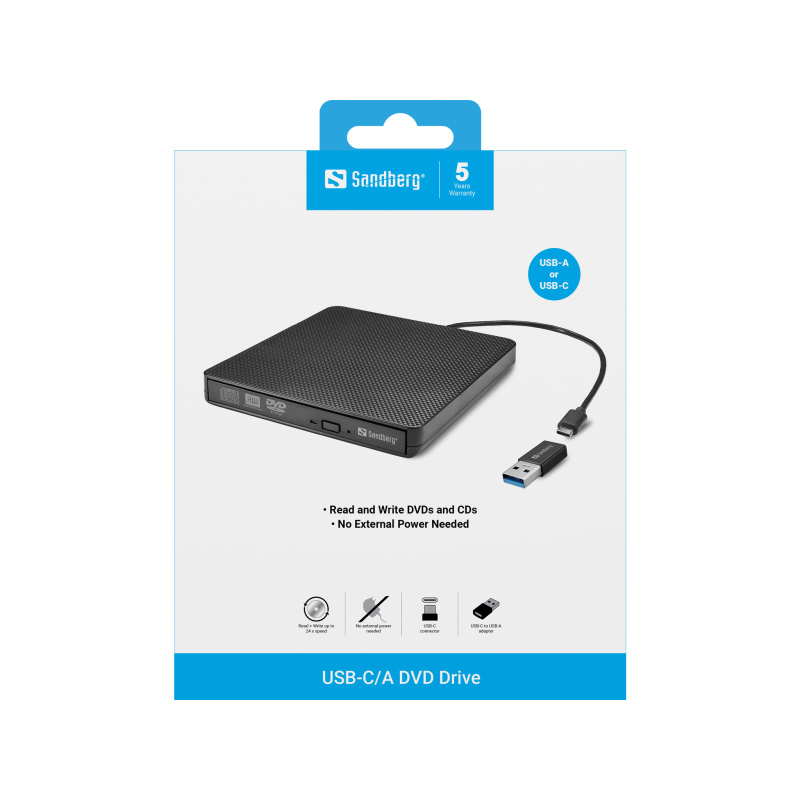 Sandberg USB-C/A DVD Drive