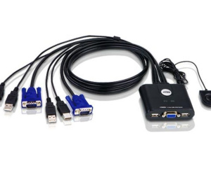 ATEN Commutateur KVM à câble VGA USB 2 ports avec sélecteur de port distant