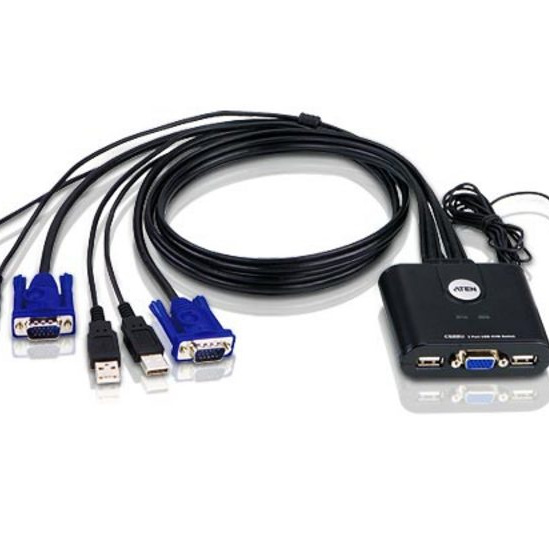 ATEN Commutateur KVM à câble VGA USB 2 ports avec sélecteur de port distant