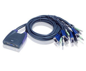 ATEN Commutateur KVM à câble VGA/audio USB 4 ports (0,9m, 1,2m)